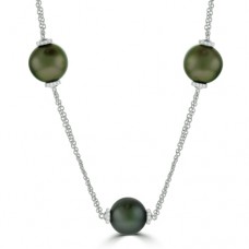 18ct White Gold Tahitian Pearl & Diamond Necklet