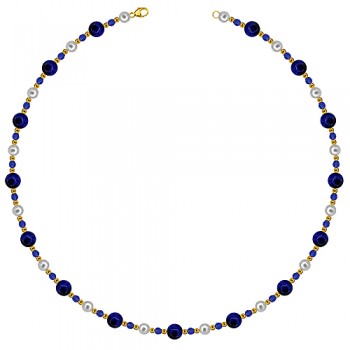 Gold plated Sterling silver Tiger's Eye and Pearl Necklet