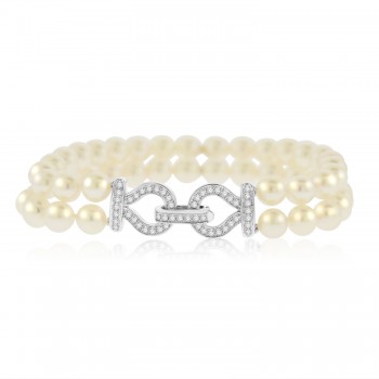 18ct White Gold Akoya Pearl and Diamond bracelet