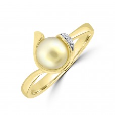 9ct Gold Pearl and Diamond Swirl Ring