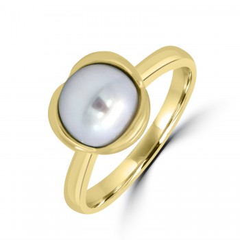 9ct Gold Freshwater Pearl Rose setting ring