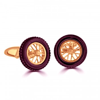 Sterling Silver Rose Tone Car Wheel Cufflinks