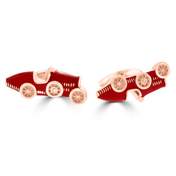 Sterling Silver and Red Enamel Rose Plated Cufflinks