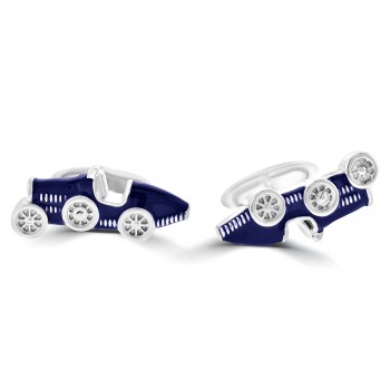 Sterling silver and Blue Enamel Classic car Cufflinks