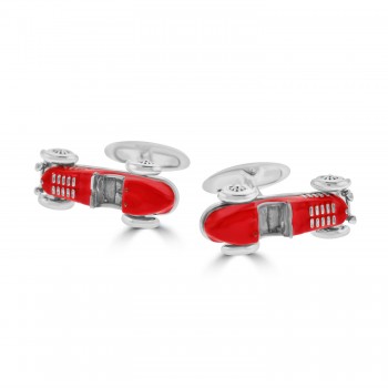 Sterling Silver and Enamel Red Classic Car Cufflinks