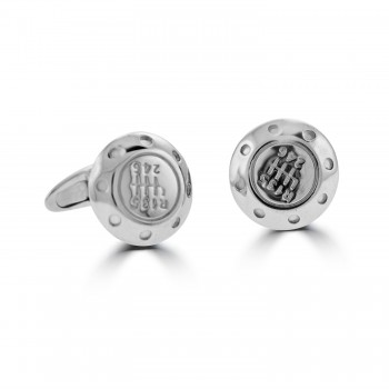 Sterling Silver Gear stick Engraved Cufflinks
