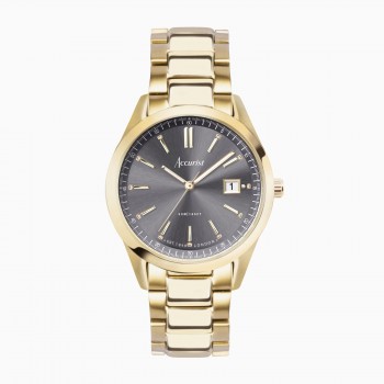 Accurist Gold Tone Black Dial Unisex Bracelet Watch