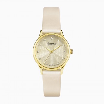 Accurist Dress Diamond Ladies Cream Strap Watch