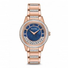 Bulova Ladies Rose Gold Crystal Wheel Bracelet watch