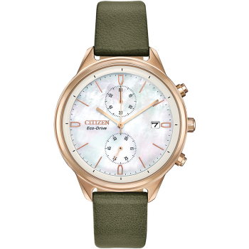 Citizen Eco-Drive Ladies Rose Gold Chronograph Strap Watch